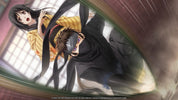 Two animated characters in a close embrace with a blurred background