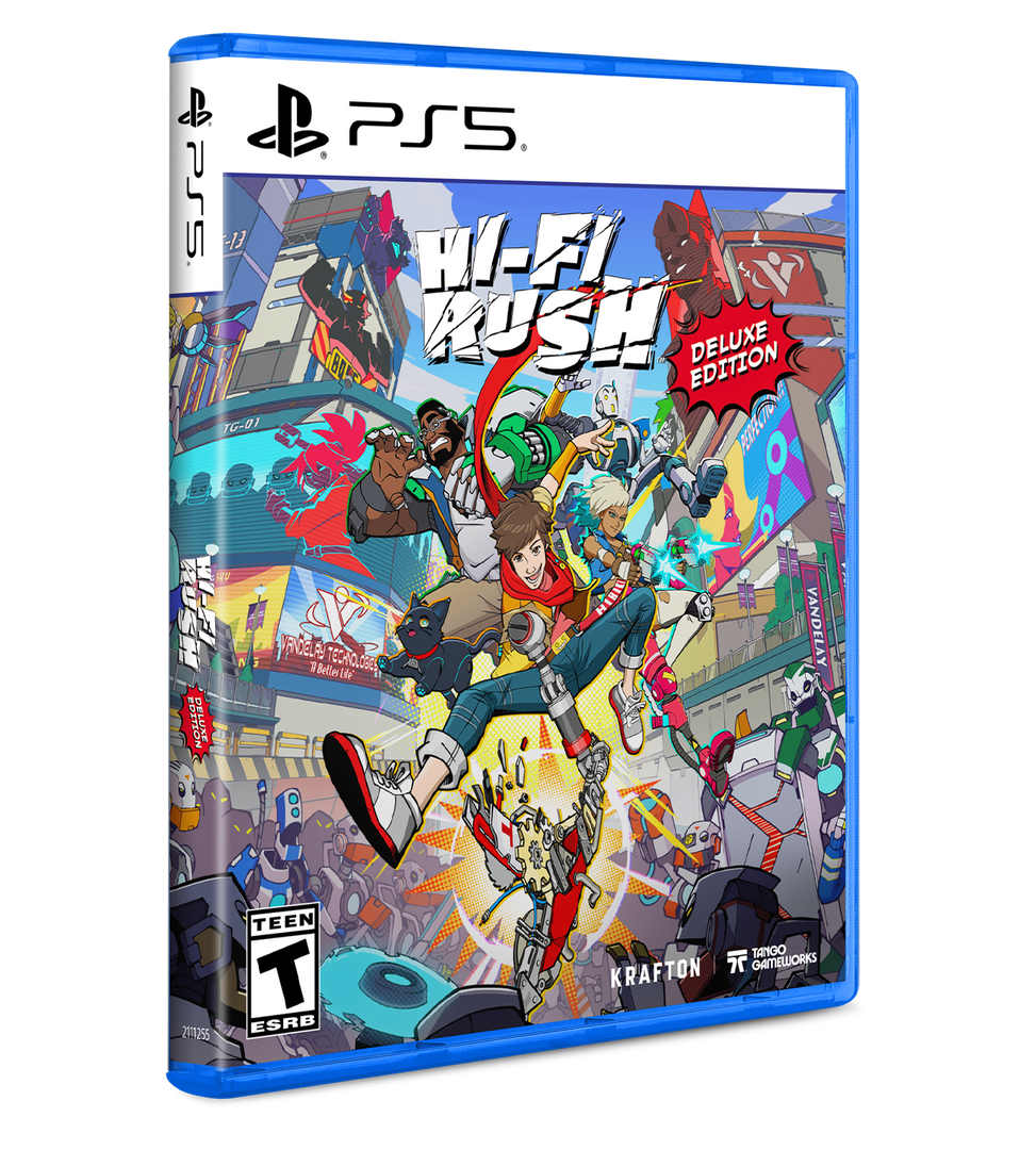 PS5 game disc cover for 'Hi-5 Rush' Deluxe Edition with colorful graphics and character illustrations.