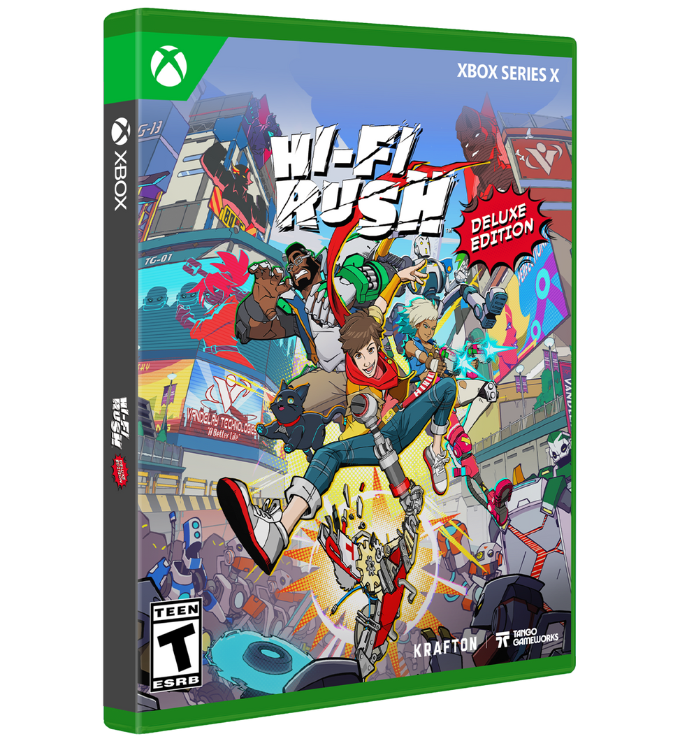 Deluxe edition of 'Hi-Fi Rush' game for Xbox Series X on colorful packaging