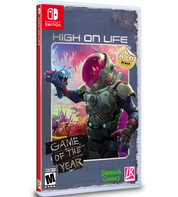 Game case for 'High on Life' on Nintendo Switch with colorful graphics and character illustration.
