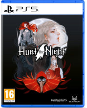 Game case for 'Hunt the Night' on PS5 with character illustrations and Moonlight Selects Play logo.