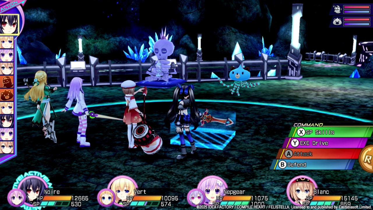 Character selection screen with anime-style characters in a dark arena setting