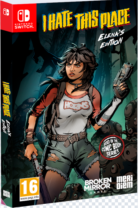 Game box for 'I Hate This Place' featuring a character with a gun and text on a dark background