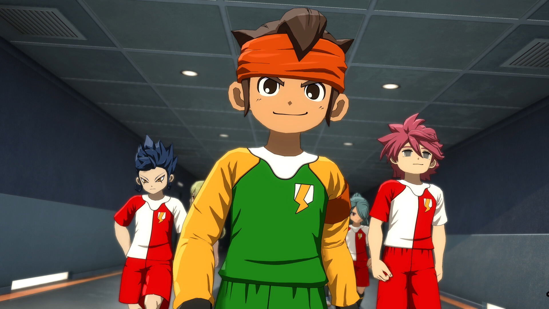 Animated characters in a school hallway