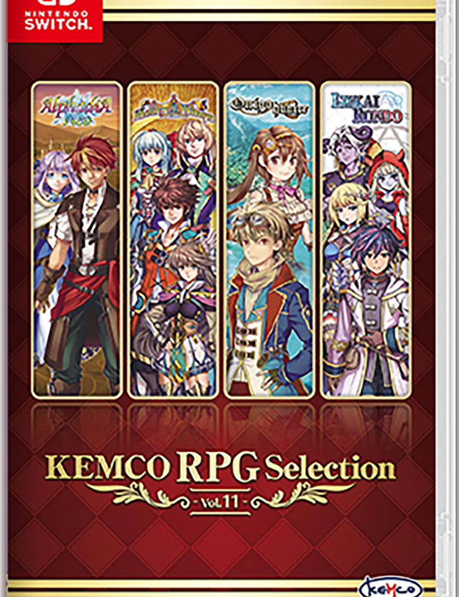 KEMCO RPG Selection Vol.11 packaging for Nintendo Switch with character illustrations on a red and gold background.