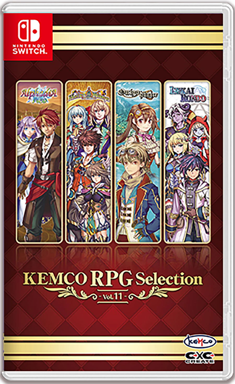 KEMCO RPG Selection Vol.11 packaging for Nintendo Switch with character illustrations on a red and gold background.