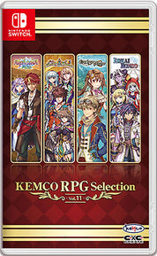 KEMCO RPG Selection Vol.11 packaging for Nintendo Switch with character illustrations on a red and gold background.