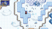 Frozen landscape with characters and ice formations in a video game setting