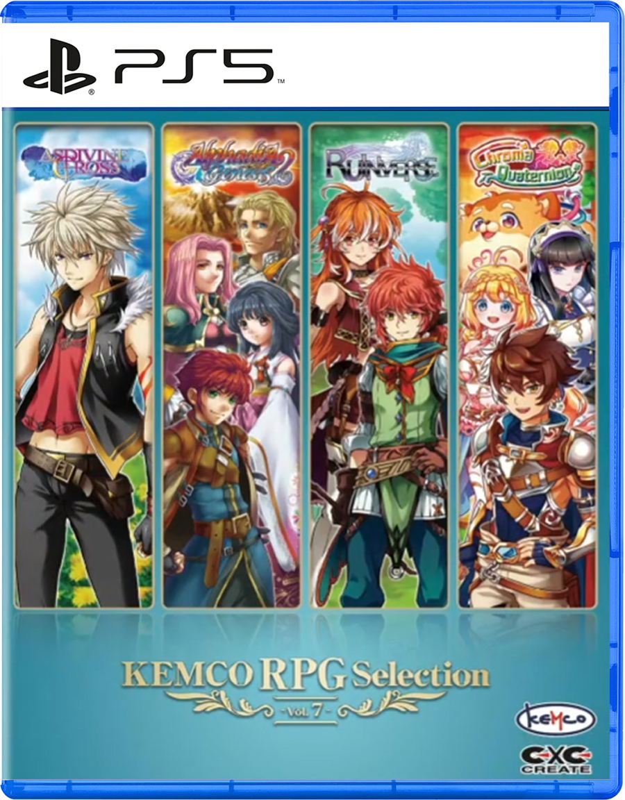 PlayStation 5 game case with anime-style characters and 'KEMCO RPG Selection' branding.