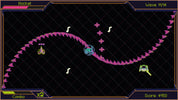 Screenshot of a retro-style space shooter game with a player-controlled ship and enemy ships on a grid background.