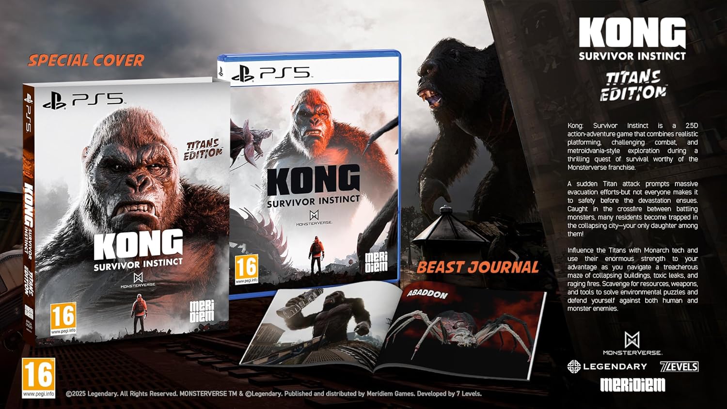 Kong: Survivor Instinct game packaging with cover and book on a dark background