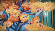 Animated character with large, fluffy orange and blue creature in a fantasy setting