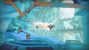 Cartoon-style scene with characters in a futuristic setting