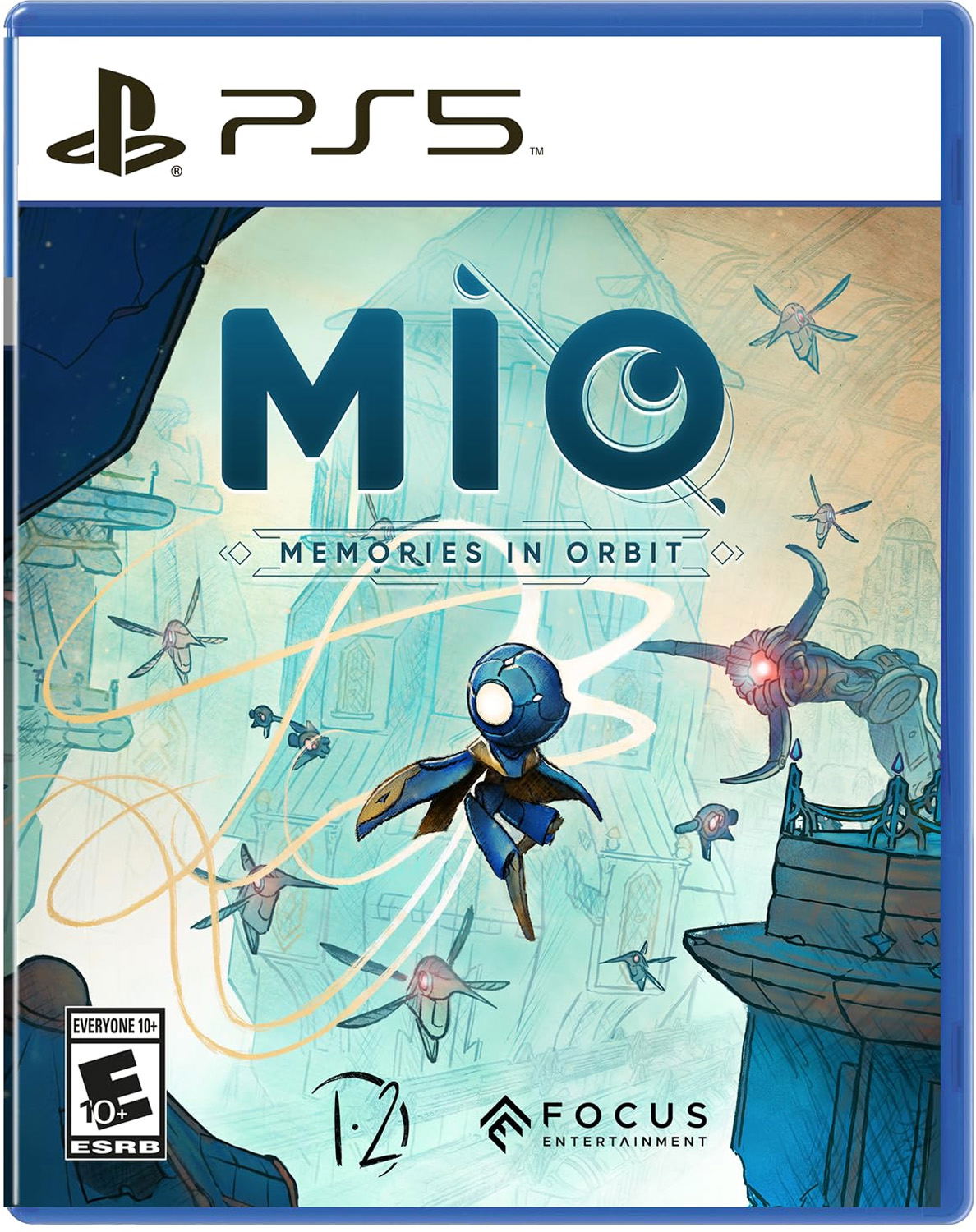 PlayStation 5 game disc for 'MIO: Memories in Orbit' with branding and artwork.