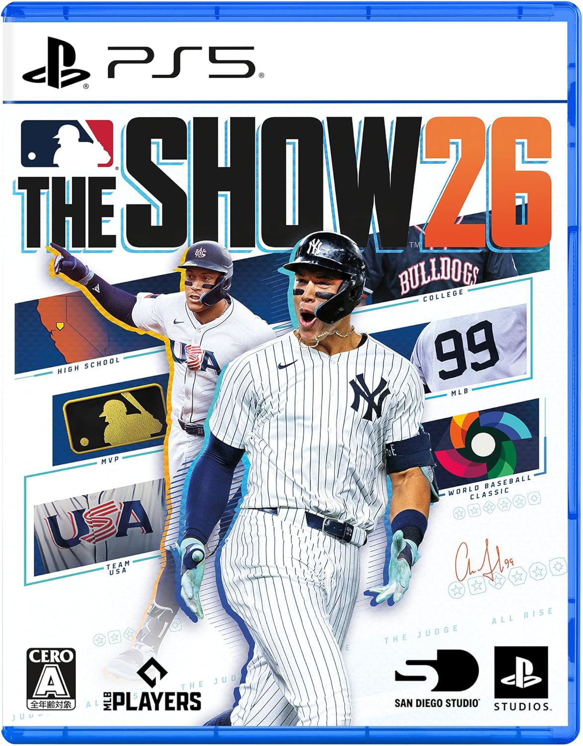 Cover of 'MLB The Show 26' video game for PS5 with two baseball players and game details.