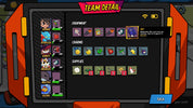 A digital game interface screenshot showing a team detail screen with equipment, charms, and supplies. The screen features a dark gray background with rows of colorful icons representing different items, and a left sidebar with character portraits.