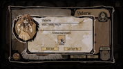 A screenshot from a dark, gothic video game or interactive story interface showing a character named Valerie with an illustrated portrait and dialogue options including 'Kill her' and 'Let her be'.