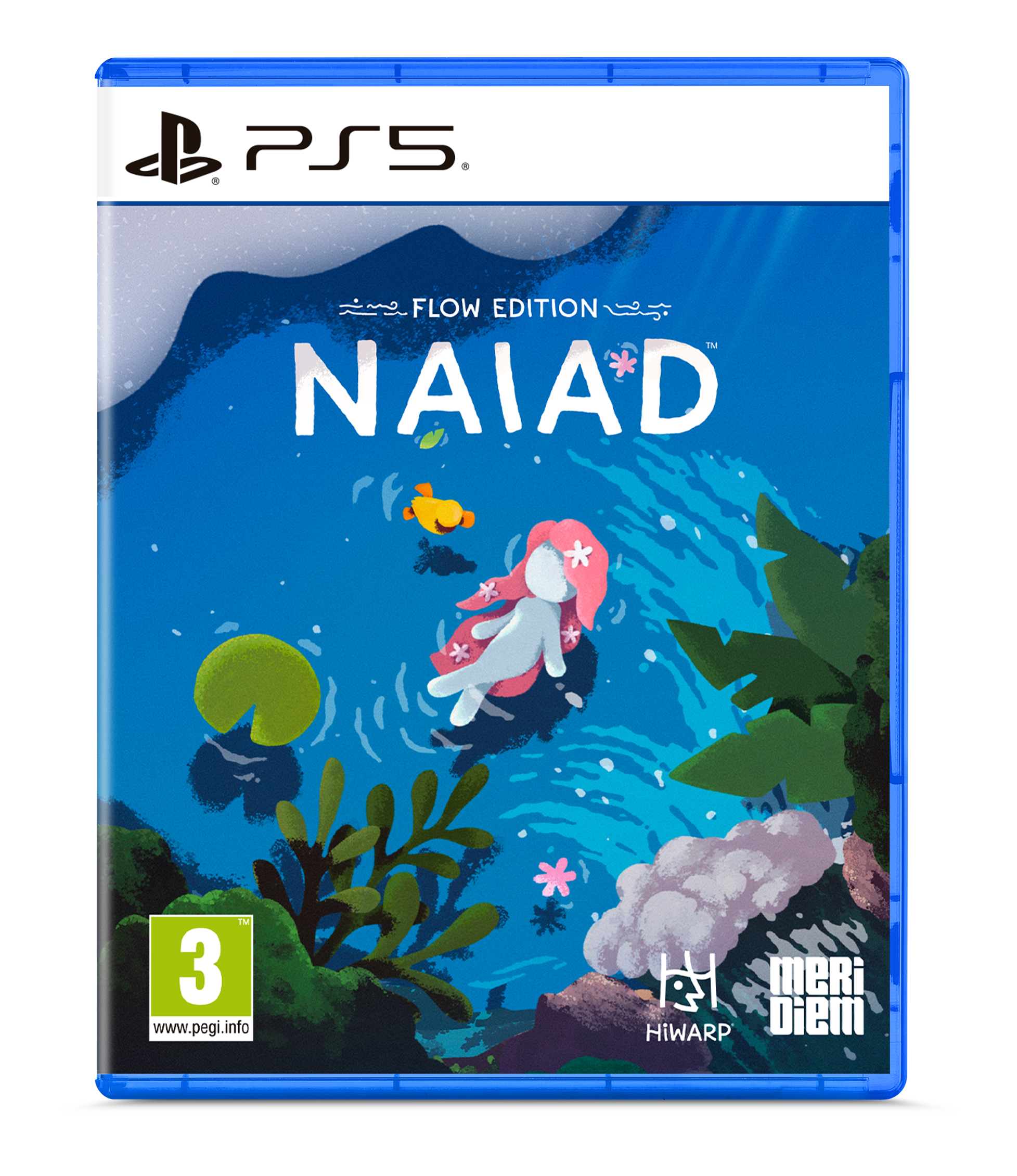 PlayStation 5 game disc for 'Naiad' with underwater scene and character on cover