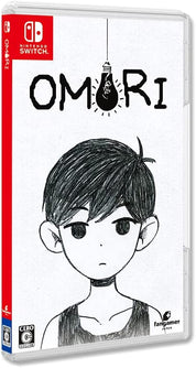 Game box for 'Omori' on Nintendo Switch with a stylized illustration of a character.