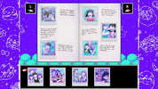 Animated character book with illustrations and text on a purple background