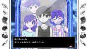 Cartoon characters with purple hair in a blue frame, with text at the bottom.