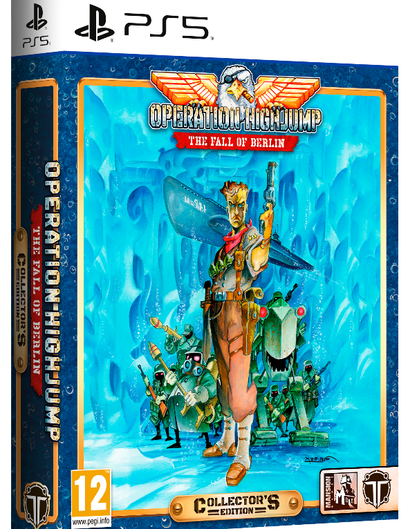 PS5 Collector's Edition game box for Operation High Jump: The Fall of Berlin, featuring illustrated cover art with a central character in a blue icy setting and PS5 branding at the top.