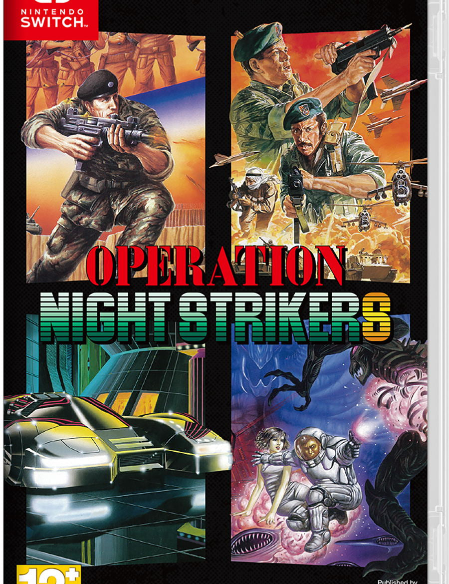 Game case for 'Operation Night Strikers' on Nintendo Switch with action-themed artwork.