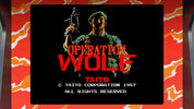 Vintage video game title screen for 'Operation Wolf' by Taito with a red and orange border.