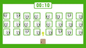 Game interface with cat icons and a timer on a green background