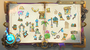 Collection of colorful icons on a digital screen with a fantasy design.
