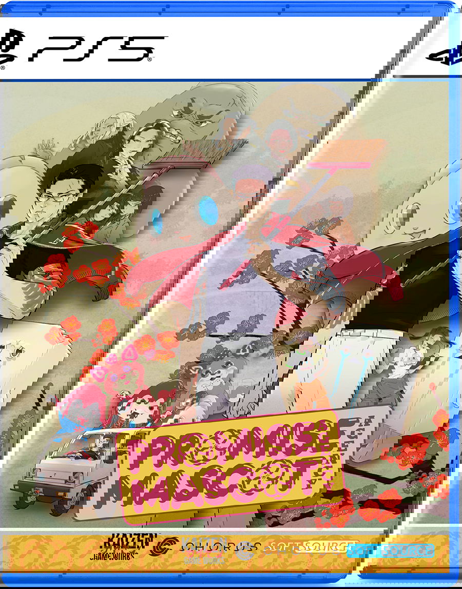 PlayStation 5 game case for 'Promise Mascot Agency' with animated characters and branding.