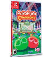 Game case for 'Puyo Puyo Champions' on Nintendo Switch with colorful design and Sega logo.