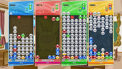 Four colorful boards with various symbols on a room background