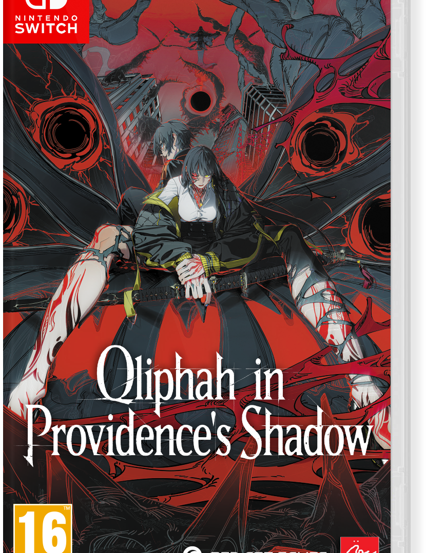 Game box for 'Qipphah in Providence's Shadow' on Nintendo Switch with red and black design.