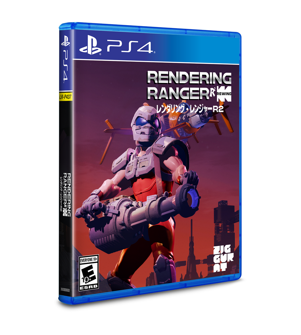 PS4 game case for 'Rendering Ranger' with robot character on a blue and purple background
