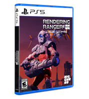 Game box for 'Rendering Ranger' on PS5 with character and cityscape design.