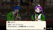 Two animated characters in a dialogue scene with Japanese text on a dark background