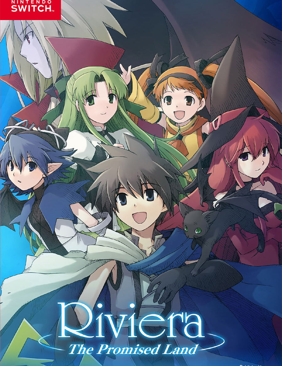 Cover of 'Riviera: The Promised Land' for Nintendo Switch with animated characters.