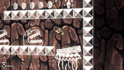 Cartoon character in a jungle setting with tribal art and geometric patterns.