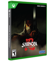 Game box for 'Shinobi: Art of Vengeance' on Xbox Series X with a hooded figure and red symbol.