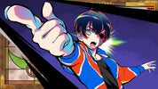 Animated character with colorful outfit and dynamic pose on a screen