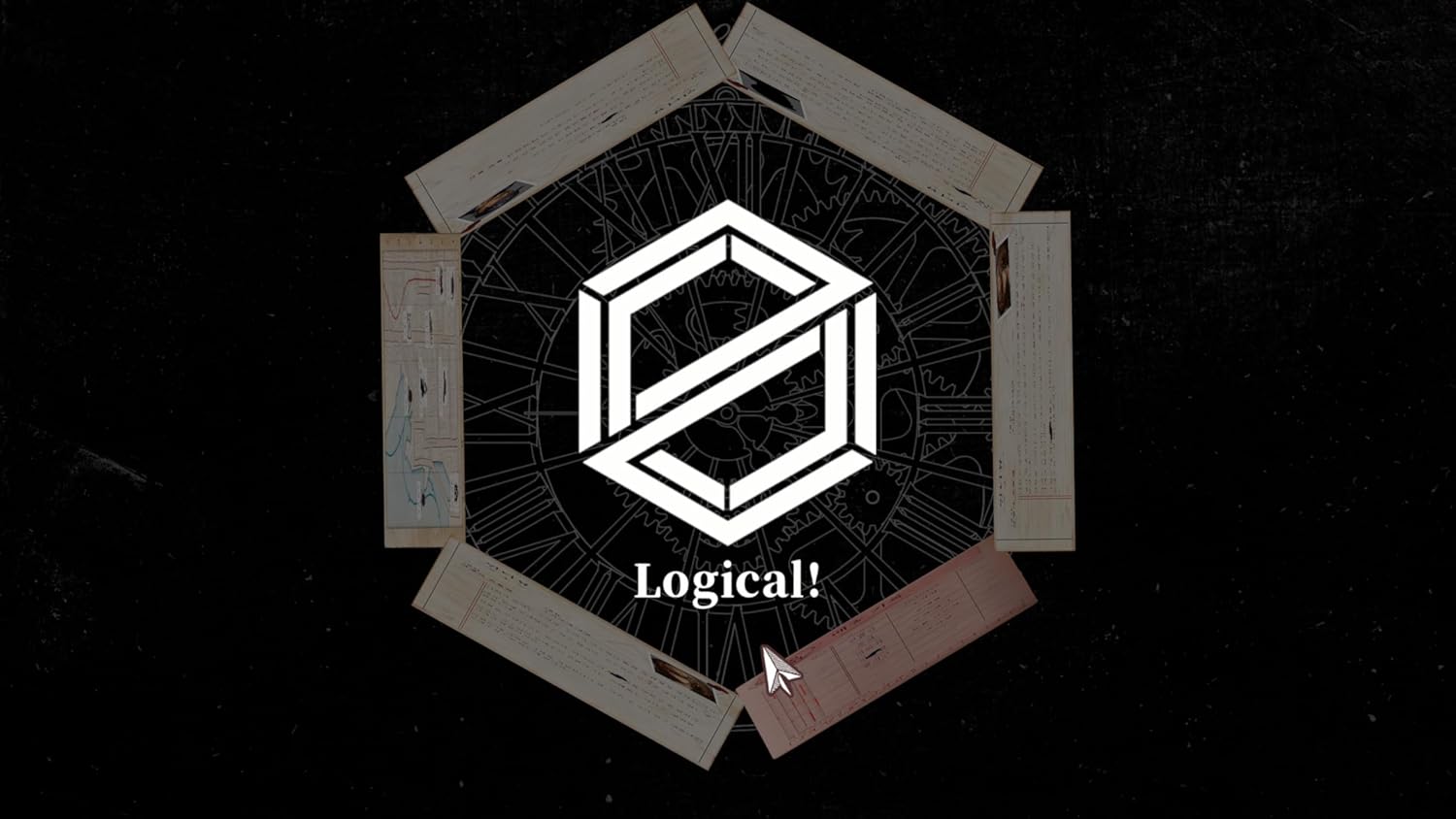 Logo with geometric design and 'Logical!' text on a black background