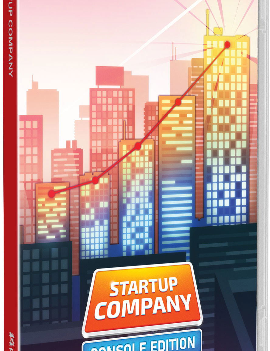 Game case for 'Startup Company: Console Edition' on Nintendo Switch with cityscape design.