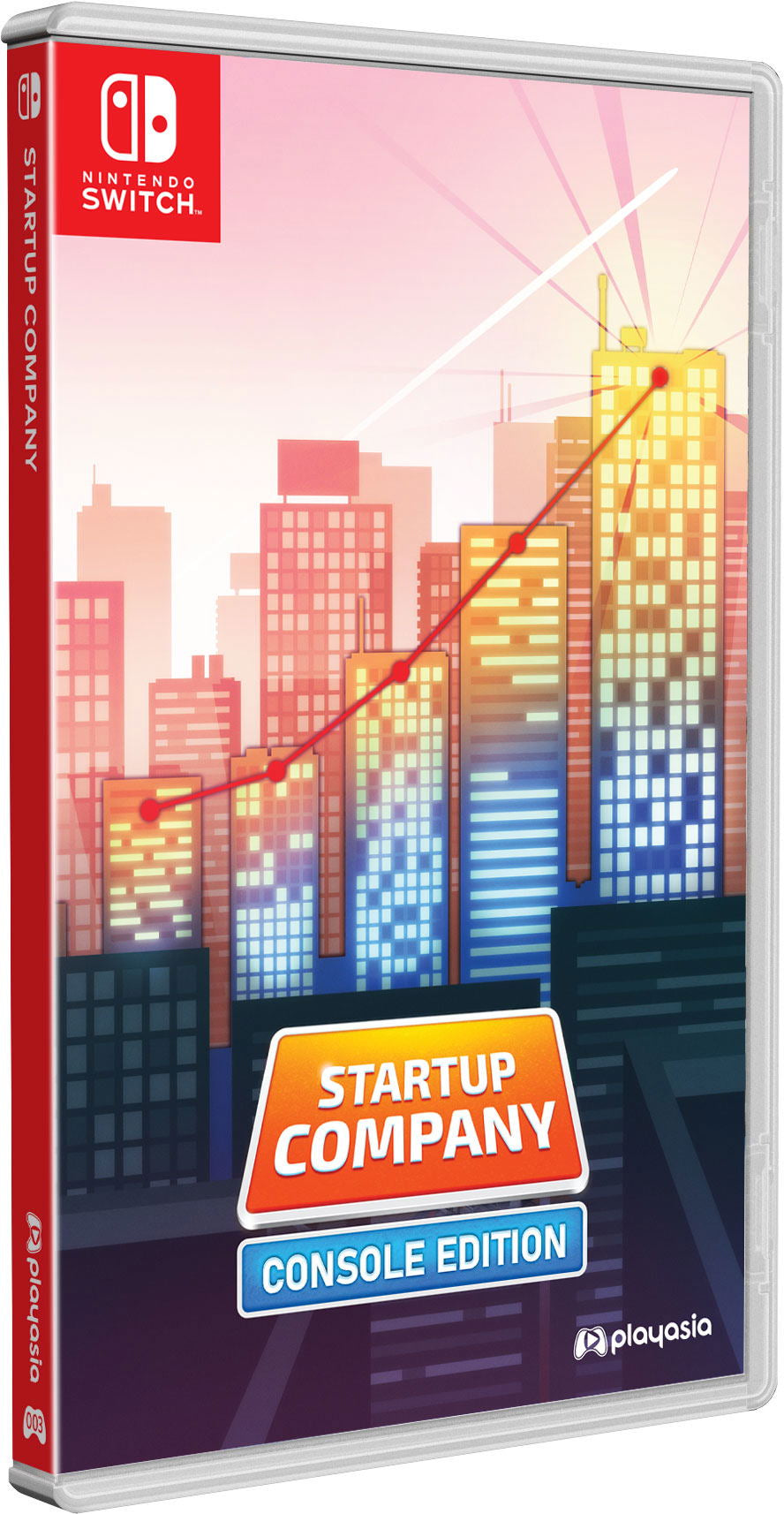 Game case for 'Startup Company: Console Edition' on Nintendo Switch with cityscape design.