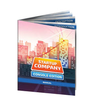 Book titled 'Startup Company Console Edition' with cityscape design on the cover