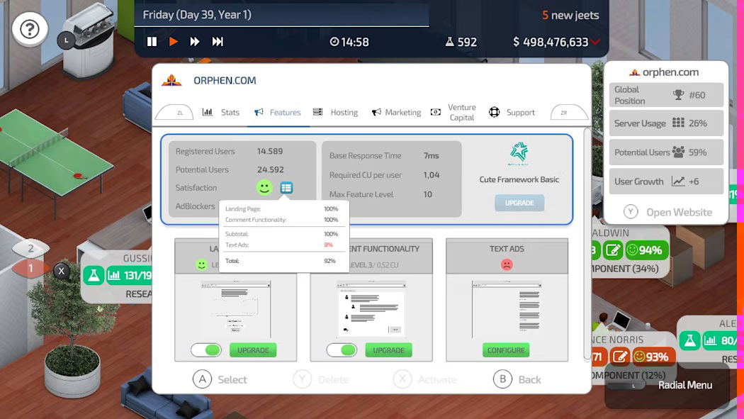 Computer screen with Orphen software interface on a desktop setup