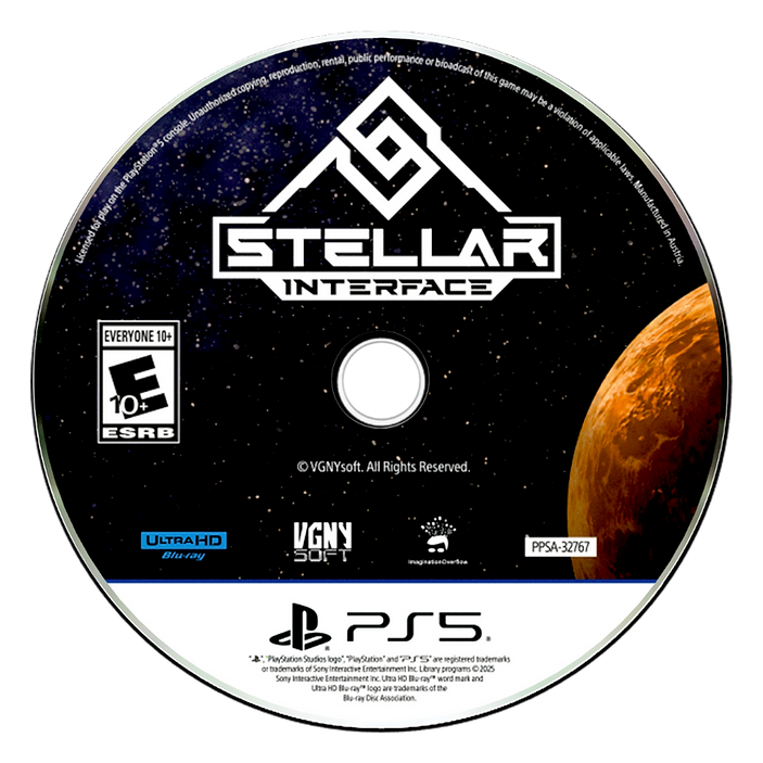 Stellar Interface game disc with PlayStation 5 branding