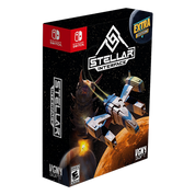 Stellar Interface game box for Nintendo Switch with robot and alien design on a black background