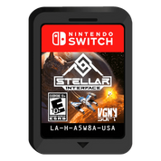 Nintendo Switch game cartridge with 'Stellar Interface' packaging on a white background
