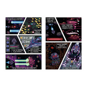 Collage of futuristic game interface designs with various screens and graphics.